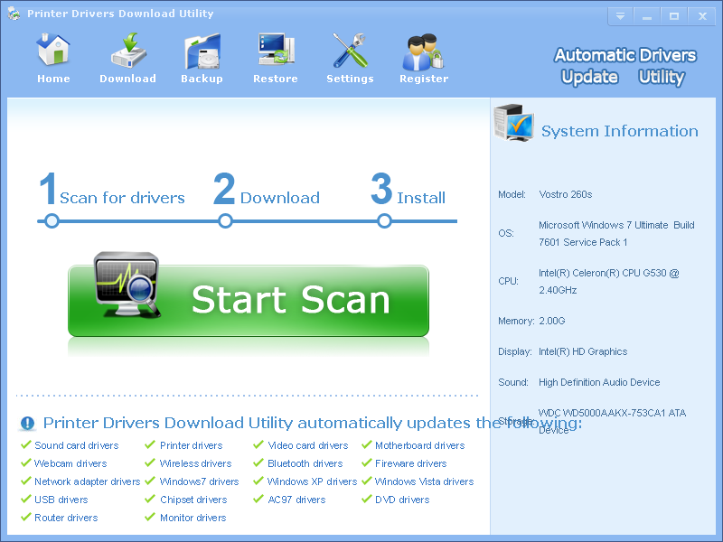 Click to view Printer Drivers Download Utility 3.6.2 screenshot