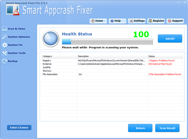 Click to view Smart Appcrash Fixer Pro 4.3.3 screenshot
