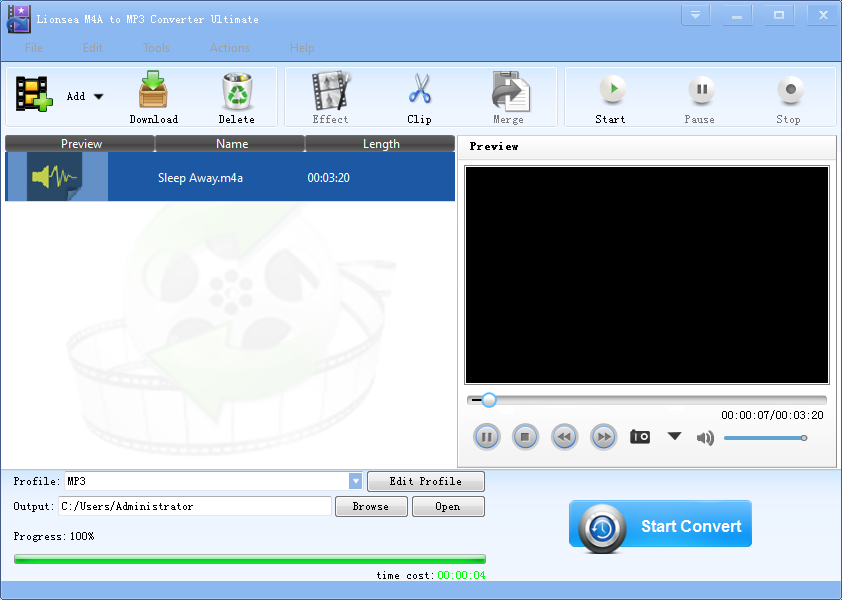 Lionsea M4A To MP3 Converter Ultimate software
