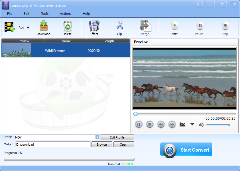 Lionsea WMV To MOV Converter Ultimate software