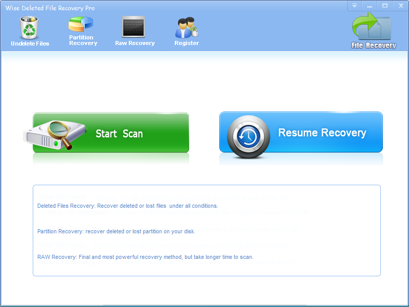 Click to view Wise Deleted File Recovery 2.6.7 screenshot
