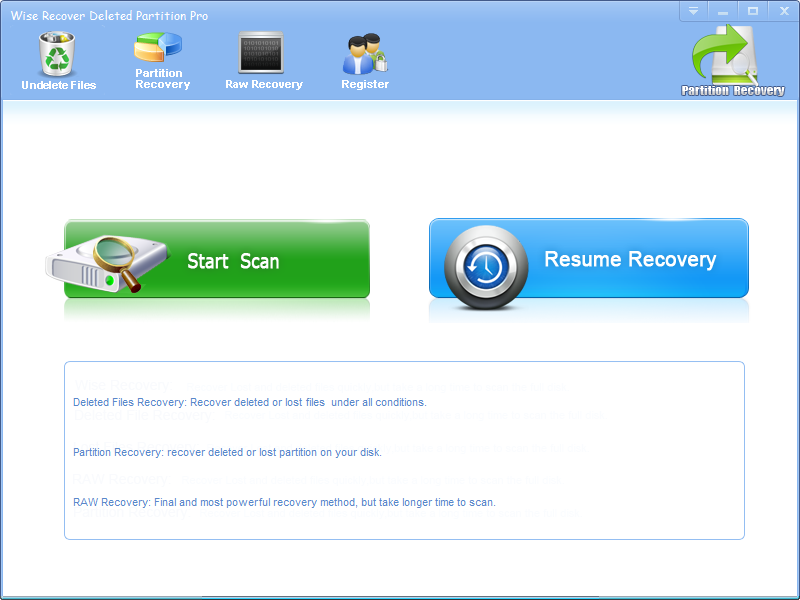 Wise Recover Deleted Partition software