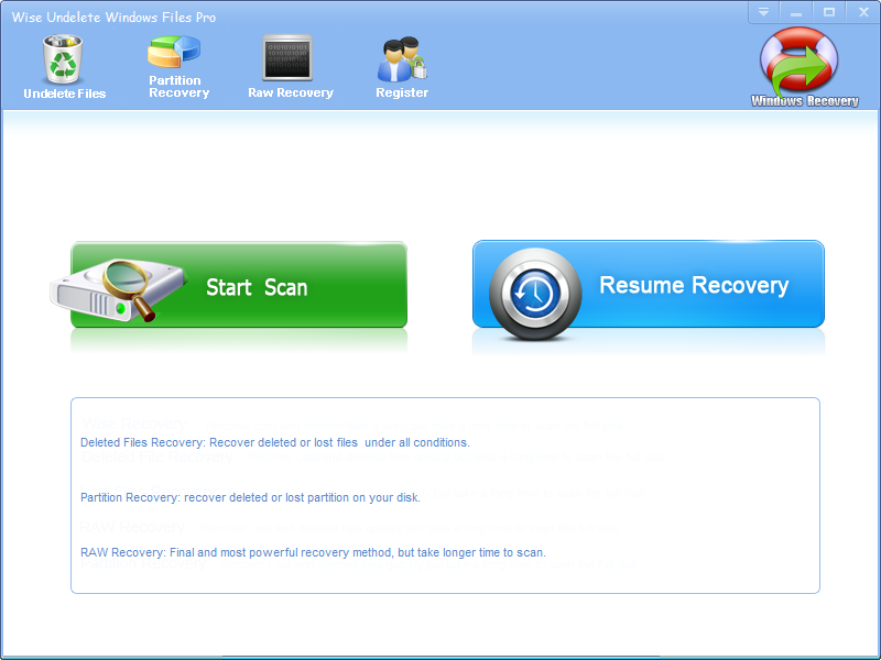 Wise Undelete Windows Files screenshot