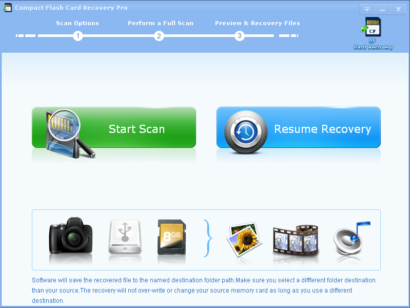Click to view Compact Flash Card Recovery Pro 2.7.5 screenshot
